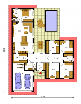 Image miroir | Plan de sol du rez-de-chaussée - BUNGALOW 217